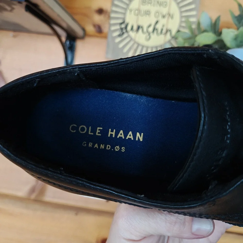 Cole Haan Grand OS Wingtip Oxford Sneaker Black Leather Preppy Shoe C29413 Sz 8M